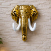 Load image into Gallery viewer, Webelkart Premium Metal Golden Elephant Head Wall Decor with White Tusks | Luxury Wall Hanging Sculpture | Modern Home, Office &amp; Temple Decoration | Gold Finish Elephant Wall Art (5" Inches)