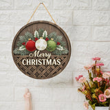 Load image into Gallery viewer, Webelkart Round Wooden Christmas Wall Hanging Decor, Rustic Merry Christmas Sign with Ornaments,Wall Hanging (10&quot; Inches)