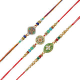 Load image into Gallery viewer, Webelkart Antique 3 Designer Rakhi for Brother and Bhabhi With Ganesha Figurine Rakhi Gifts For Brother And Bhabh,Rakhi For Bhaiya And Bhabhi,Men Rakhi Bracelet With Roli &amp; Chawal And Greeting Card