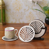 Load image into Gallery viewer, Webelkart Premium Natural Handmade Round Wooden Tea Coasters with Stand Tea/Coffee Coasters (Set of 6)- Wood Tea Coasters
