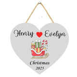 Load image into Gallery viewer, Webelkart Premium Heart Designer Wooden Customised Christmas Wall Hanging Name Plate For Home Entrance outdoor,Wooden Hanging House Name Plate - Home Decor Item (10&quot; inches) Customised Hanging