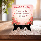 Load image into Gallery viewer, Webelkart Premium Happy Valentine's Day Decorative Table Stand, Love Quote, Romantic Gift for Valentine’s Day Gift (7" inches) Home Decor Item