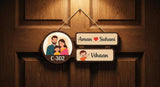 Load image into Gallery viewer, Webelkart Premium Customized Wooden Family Name Plate for Home Entrance Outdoor And Indoor | Personalized Name Board with Cartoon Family &amp; Kids Name - 16 x 8 Inches