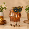 गैलरी व्यूवर में इमेज लोड करें, Webelkart Premium Metal Owl Designer Candle Holder for Home | Handcrafted Decorative Tealight Holder with Owl Showpiece &amp; Stand | Indoor Outdoor Holder for Office Diwali Item (4.13" Inches)
