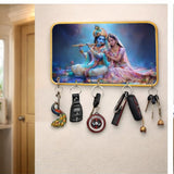 Load image into Gallery viewer, Webelkart Premium Radha Krishna Wall Mounted Key Holder for Home Decor with,Decorative Printed Key Chain Holder for Office Decor (10" Inches)