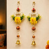 Load image into Gallery viewer, Webelkart Premium Set of 2 with Shubh Labh Wall Hanging for Diwali Decoration| Wall Decor |Temple Decor Wall Hanging |Pooja and Home Decor Hanging (Yellow Flower)