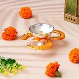 Load image into Gallery viewer, Webelkart Premium Golden Om Akhand Diya with Velvet Box for Pooja Decor | Diya for Diwali| Oil Lamp for Home( 4.5&quot; Inches)