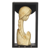 Load image into Gallery viewer, Webelkart Premium Welcome Lady Showpiece with Wooden Shelf and Key Hanger| Wooden Key Hanger for Home| Key Holder for Home and Office Decor ((9.50&quot; X 4.00&quot; X 5.00&quot;) (Cream, Polyresine, Wood