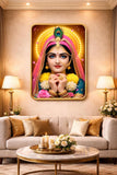 गैलरी व्यूवर में इमेज लोड करें, Webelkart Premium Radha Rani Wall Painting with Golden Frame | Painting for Home Office Decor, Living Room &amp; Office Décor | Decorative Wall Art For Home (18 x 10 Inches)