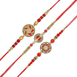 Load image into Gallery viewer, Webelkart Pack Of 3 Rakhi With Free Wooden Raksha Bandhan Magnet Gift For Bhaiya Bhabhi.Rakhi For Brother and Sister,Lumba Rakhi For Bhabhi, Couple Gift Set