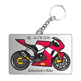 Load image into Gallery viewer, Webelkart Antique Customized Number Plate With Name Keychain for Bikes and Cars, Black Acrylic, Personalized Printed Gift, Long Size, (3 x 3 Inches)