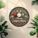 Load image into Gallery viewer, Webelkart Round Wooden Christmas Wall Hanging Decor, Rustic Merry Christmas Sign with Ornaments,Wall Hanging (10&quot; Inches)
