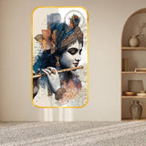 गैलरी व्यूवर में इमेज लोड करें, Webelkart Krishna Wall Painting For Home/Office Decor | 3D UV Printed Wall Decor for Living Room, Bedroom &amp; Temple | Home Decoration Item (18 x 11 Inches)