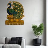 गैलरी व्यूवर में इमेज लोड करें, Webelkart Premium Wooden Decorative Peacock Wall Key Holder with 7 Hooks, Key Holder for Home Decor,Key Hanger for Wall (12&quot; Inches)