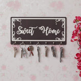 गैलरी व्यूवर में इमेज लोड करें, JaipurCrafts Premium Sweet Home Keys Wooden Key Holder with 7 Hooks (29.5 cm x 14.5 cm x 0.4 cm) Decorative Items for Home Decor