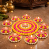 Load image into Gallery viewer, Webelkart Premium Pack of 9 Diwali Decoration Flower Rangoli Diwali Decorative Rangoli with Diya Set, Tea Light Candle Holder Floor Rangoli Festival Decor Home Decoration,Deepawali