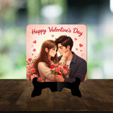 गैलरी व्यूवर में इमेज लोड करें, Webelkart Beautiful Happy Valentine's Day Decorative Table Stand with Love Quote, Romantic Gift for Girlfriend/Boyfriend/Husband/Wife, (7" Inches)