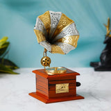 Load image into Gallery viewer, JaipurCrafts Premium Rajasthani Antique Vintage Sparkle Square Brass Gramophone Showpiece for Home Decor |Gift Item for Home and Living Room - Table Decor Item (9.5" Inches)