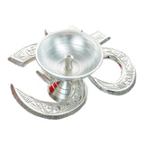 Load image into Gallery viewer, Webelkart Antique Om Silver Akhand Diya with Velvet Box for Pooja Decor | Diya for Diwali| Oil Lamp for Home( 4.5" Inches)