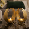 Load image into Gallery viewer, Webelkart Premium Gold Feather Tealight Candle Holder Set of 2 | Decorative Metal Candle Stand with Leaf |Tabletop Diya Holder for Home Decor, Diwali, Pooja, Wedding &amp; Festive Decoration