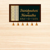 Load image into Gallery viewer, Webelkart Antique Customised House Name Plate With Golden Bell For Home Entrance Outdoor - Wooden Door name plates | Name Plate Office &amp; Home Entrance (14 x 10 inches)