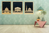 गैलरी व्यूवर में इमेज लोड करें, Webelkart Premium Set Of 3 Laser Cut Wooden Islamic Wall Art, Wall Hanging For Home/Office Decor,Muslim Wall Art For Living Room Decor,Masjid Al Aqsa,Masjid An-Nabawi,Masjid Al Kaaba