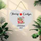 Load image into Gallery viewer, Webelkart Premium Heart Designer Wooden Customised Christmas Wall Hanging Name Plate For Home Entrance outdoor,Wooden Hanging House Name Plate - Home Decor Item (10&quot; inches) Customised Hanging
