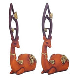Load image into Gallery viewer, JaipurCrafts Premium Lucky Reindeer Showpiece for Home and Office Decor (Set of 2 Deer Figurines, 11 inches, Orange)