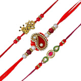 Load image into Gallery viewer, Webelkart Premium 3 Cambo Rakhi for Bhaiya Bhabhi and Kids with Fridge Magnet,Rakhi for Brother Sister, Raksha Bandhan Gift Pack for Brother Bhabhi with Greeting Card and Roli Chawal