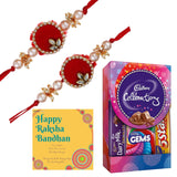 Load image into Gallery viewer, Webelkart Designer Rakhi For Bhaiya Bhabhi With Chocolate Combo, Gift for Brother Rakhi For Brother Bhabhi | Rakhi For Brother Kids Rakhi With Roli Chawal Best Wishes Card For Rakshabandhan