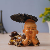 गैलरी व्यूवर में इमेज लोड करें, JaipurCrafts Little Baby Laughing Buddha with Umbrella Child Monk Statue Showpiece - 15.24 cm Child Monk for Home/Office Décor Buddha Showpiece Gift Set