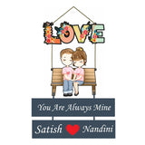 Load image into Gallery viewer, Webelkart Premium Wooden Love Designer Customised Wall Hanging, Name Plate For Home Entrance outdoor, Wooden Hanging House Name Plate - Personalised Love wall hanging - 16 x 10 inches