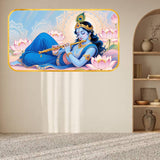 गैलरी व्यूवर में इमेज लोड करें, Webelkart Beautiful Krishna Wall Painting For Home Decor | 3D UV Printed Wall Decor for Living Room, Bedroom &amp; Temple | Home Decoration Item (18 Inches)
