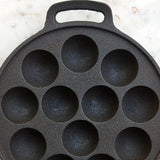 Load image into Gallery viewer, Webelkart Premium Cast Iron Paniyaram Pan | 9 Cavity Appe Paddu Maker | Pre-Seasoned Heavy Duty Cookware with Dual Handles Cast Iron Appe Pan,Black, Non-Stick Cookware, Round Shape, (12" Inches)