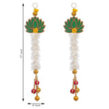 Load image into Gallery viewer, JaipurCrafts Premium White and Gold Lotus Wall Hanging Wall Decor |Temple Decor Home and Office Decor| Lotus Back Drop Hanging (Set of 2) (Green)