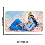 गैलरी व्यूवर में इमेज लोड करें, Webelkart Beautiful Krishna Wall Painting For Home Decor | 3D UV Printed Wall Decor for Living Room, Bedroom &amp; Temple | Home Decoration Item (18 Inches)