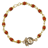 Load image into Gallery viewer, Webelkart Om Shiv Rudraksha Rakhi for Brother with Free Fridge Magnet, Raksha Bandhan Gift for Bhaiya and Bhabhi,Rakhi for Brother Sister Greeting Card and Roli Chawal