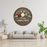 Load image into Gallery viewer, Webelkart Round Wooden Christmas Wall Hanging Decor, Rustic Merry Christmas Sign with Ornaments,Wall Hanging (10&quot; Inches)