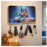 Load image into Gallery viewer, Webelkart Premium Radha Krishna Wall Mounted Key Holder for Home Decor with,Decorative Printed Key Chain Holder for Office Decor (10" Inches)