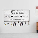 Load image into Gallery viewer, Webelkart Premium This is Us Customised Wooden Key Holder Wall Decoration Item for Home Decor Personalised Key Hanger I Key Stand I Gift Item (Size 12 x 6 inch) I 8 Hooks