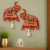 Load image into Gallery viewer, Webelkart Premium Set of 2 with Shubh Labh Wall Hanging for Diwali Decoration| Wall Decor |Temple Decor Wall Hanging |Pooja and Home Decor Hanging (Elephant) (Red)