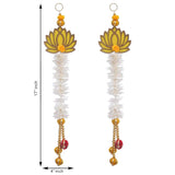 Load image into Gallery viewer, JaipurCrafts Premium Yellow and Gold Lotus Wall Hanging |Lotus Back Drop Hanging | Wall Decor |Temple Decor Home and Office Decor (Set of 2) 17" Inches