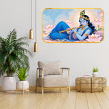 गैलरी व्यूवर में इमेज लोड करें, Webelkart Beautiful Krishna Wall Painting For Home Decor | 3D UV Printed Wall Decor for Living Room, Bedroom &amp; Temple | Home Decoration Item (18 Inches)