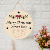 Load image into Gallery viewer, Webelkart Round Wooden Customised Christmas Wall Hanging Name Plate For Home Entrance outdoor,Wooden Hanging House Name Plate - Home Decor Item (10&quot; inches) Customised Hanging