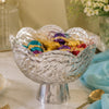 गैलरी व्यूवर में इमेज लोड करें, Webelkart Premium Silver Decorative Fruit &amp; Dry Fruit Bowl | Handcrafted Embossed Metal Pedestal Bowl for Fruits, Sweets &amp; Snacks |Dining Table &amp; Festive Decor Diwali Decor Gift Item (8" Inches)