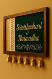 Load image into Gallery viewer, Webelkart Wooden Customised House Name Plate With Golden Bell For Home Entrance Outdoor - Door name plates | Name Plate Office Entrance (14 x 10 inches) Customized name plate