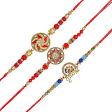 Load image into Gallery viewer, Webelkart Premium Combo Of 3 Rakhi With Happy Raksha Bandhan Magnet For Bhaiya And Bhabhi.Rakhi For Brother And Sister With Greeting Card And Roli Chawal Pack. Rakhi Gift For Couple,Rakhi Set