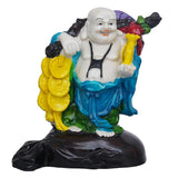 Load image into Gallery viewer, JaipurCrafts Feng Shui Laughing Smile Face with Money Bag and Coins Buddha Idol Showpiece - 15.24 cm (Ceramic, Multi)