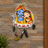 Load image into Gallery viewer, Webelkart Premium Radha Krishna Wooden Key Holder for Wall | Decorative Key Stand with Hooks | MDF Wall Mounted Key Hanger for Home Entrance Decor,Key Hanger for Office Decor (11" Inches)