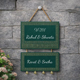 Load image into Gallery viewer, Webelkart Premium Customised Wall Hanging Name Plate for Home Entrance Outdoor | Custom Double Layer Door Name Board with Bells | Decorative Hanging Nameplate for House, Flat, Apartment, Office Entrance - 14 Inches